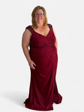 Ever Pretty Burgundy Sparkle Evening Gown Stretchy Formal